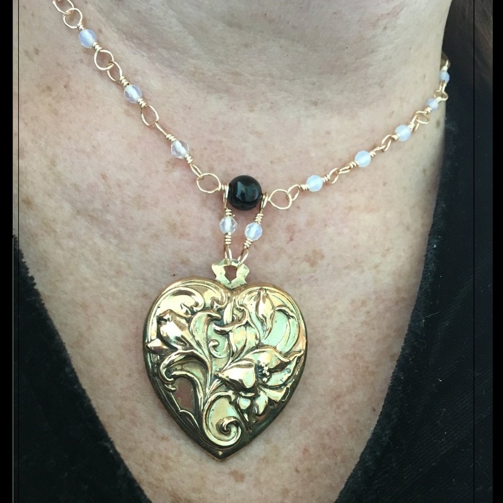 Gifted to Posh Buyer - Moonstone & Heart Neckpiece